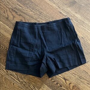 Theory Black High Waist Linen Shorts